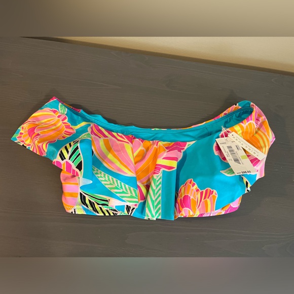 Trina Turk Poppy Ruffle Off The Shoulder Swim Top NEW - Picture 5 of 9